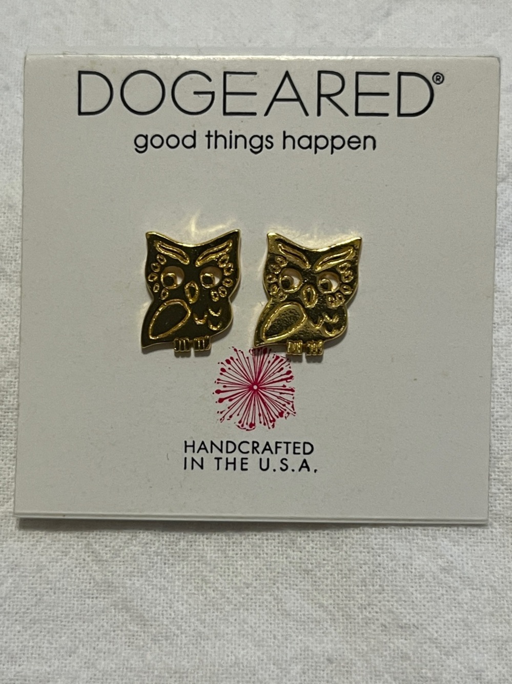 Dogeared Gold Owl Stud Earrings - Shiny Gold Tone